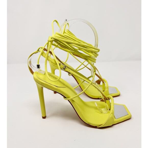 NEW Schutz Vikki Leather Ankle Wrap Thong Dress Sandals Fresh Green Size 6.5 - Picture 3 of 10